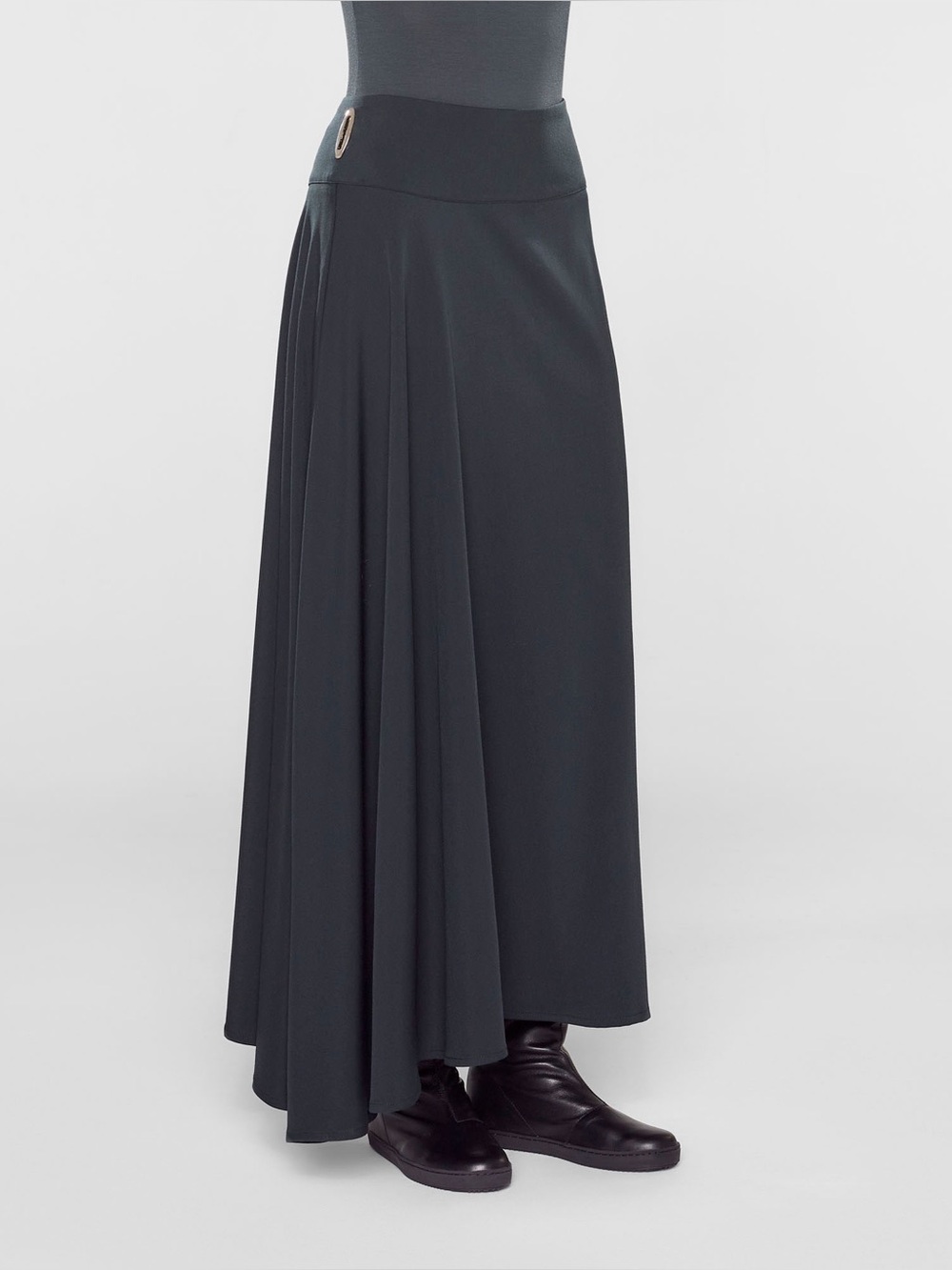 Sarah Pacini Wool Blend Asymmetric Maxi Skirt in Dark Muted Green Size 0/XS